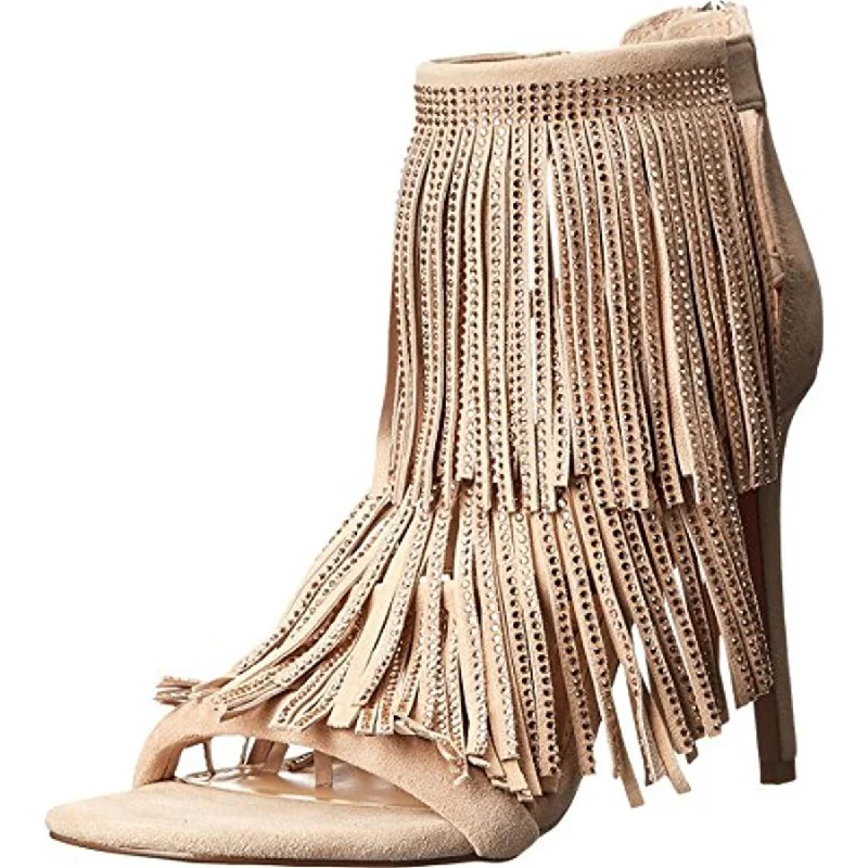 Fashion Frontiers Steve Madden Womens Fringly Suede Rhinestone Heels