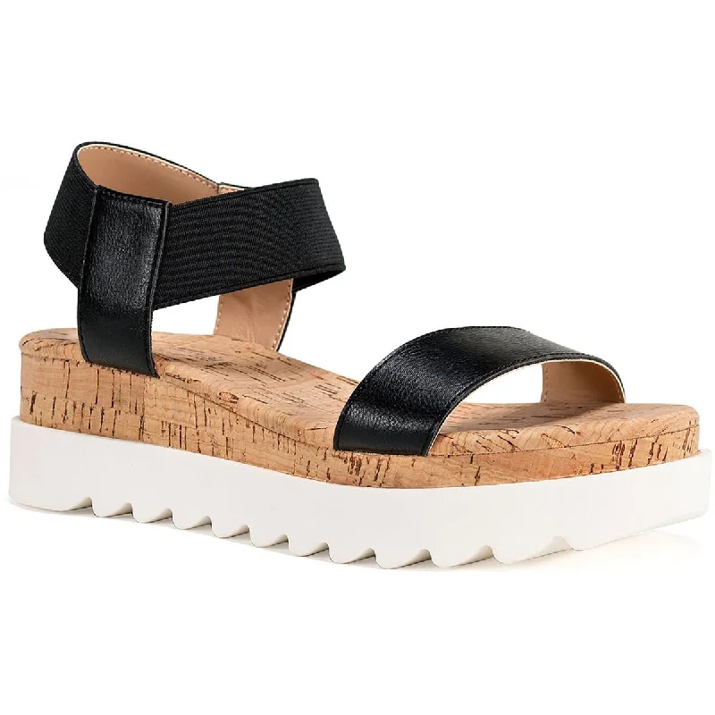 Chic Style Discounts Sun + Stone Womens MELANY Faux Leather Cork Ankle Strap
