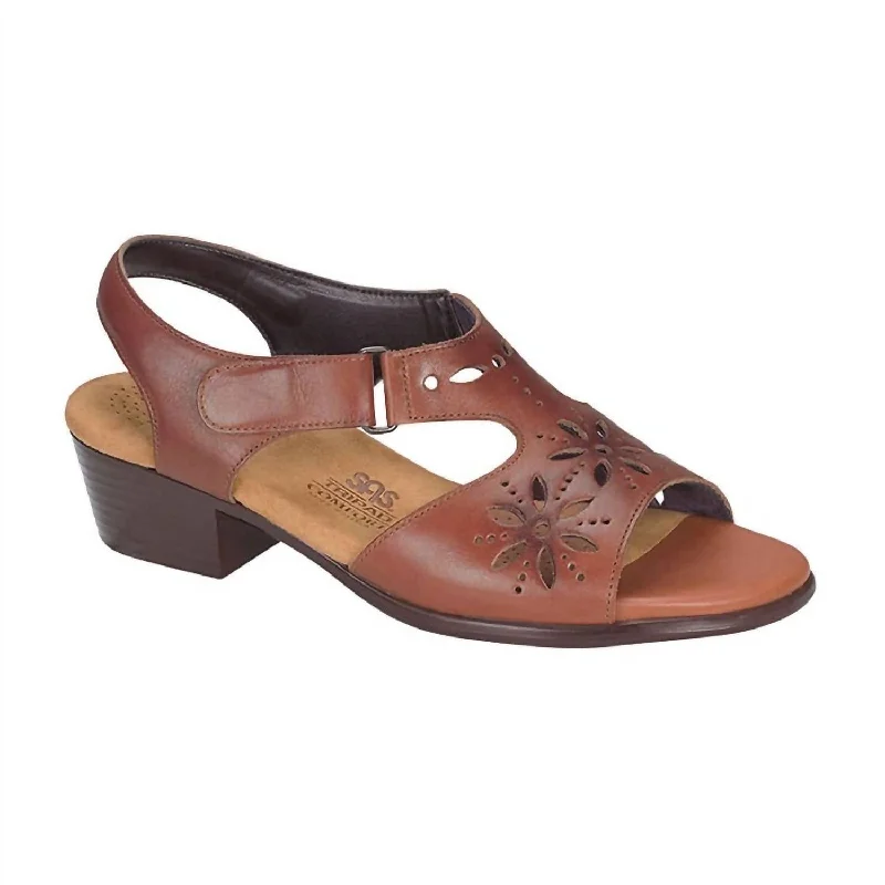 Comfortable Walking Shoes Sunburst Sandal - Medium In Chestnut