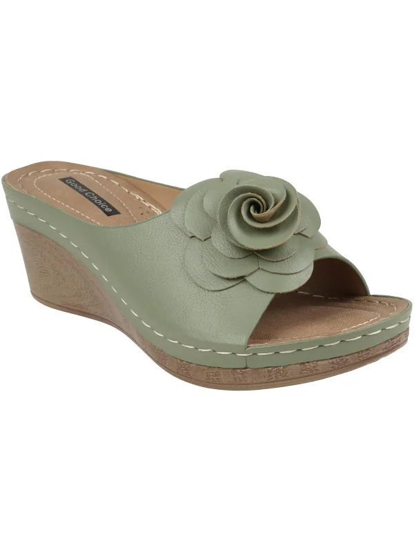 Luxury Boots Sale Tokyo Womens Faux Leather Floral Wedge Sandals