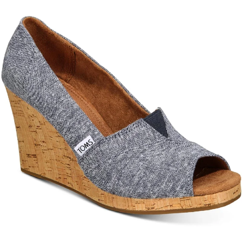 Casual Shoes Sale Toms Womens Classic Peep-Toe Slip On Wedge Sandals