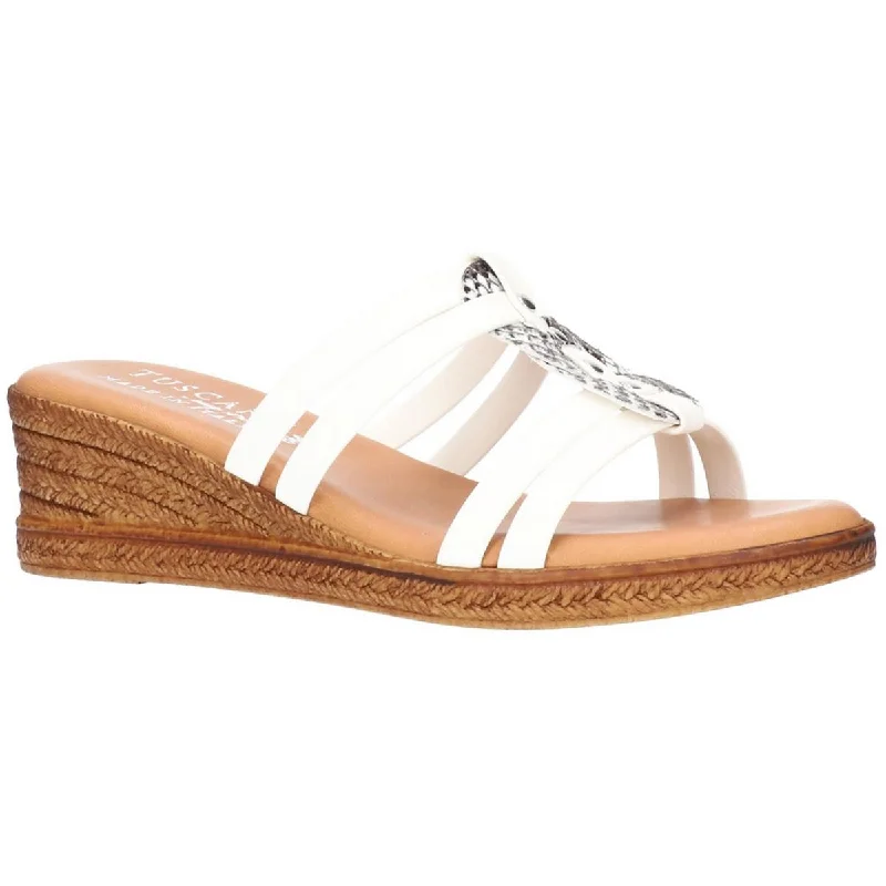 Luxury Women's Shoes Tuscany By Easy Street Womens Micola  Open Toe Faux Leather Wedge Sandals