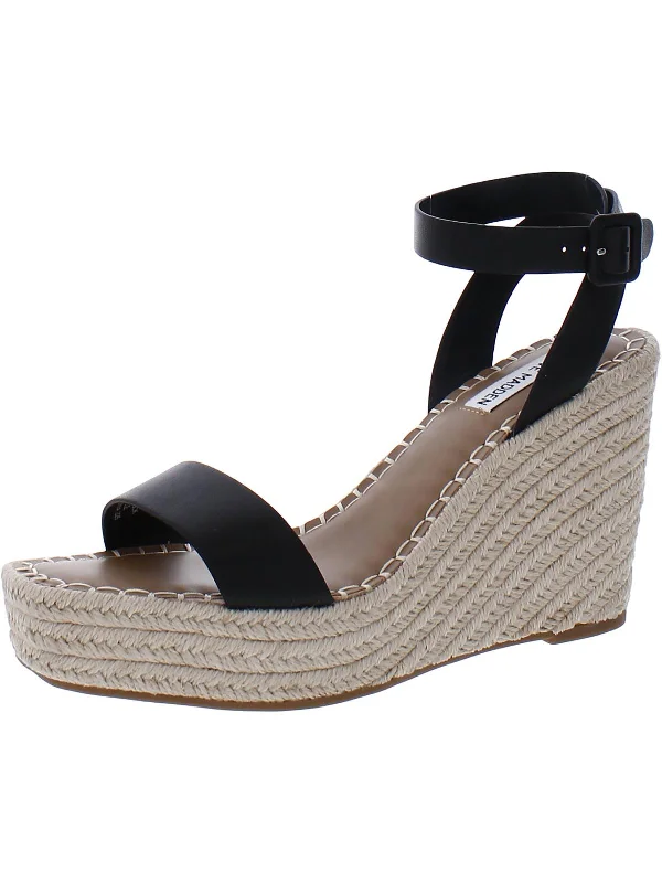Easy Elegance Sales Upstage Womens Leather Buckle Wedge Sandals