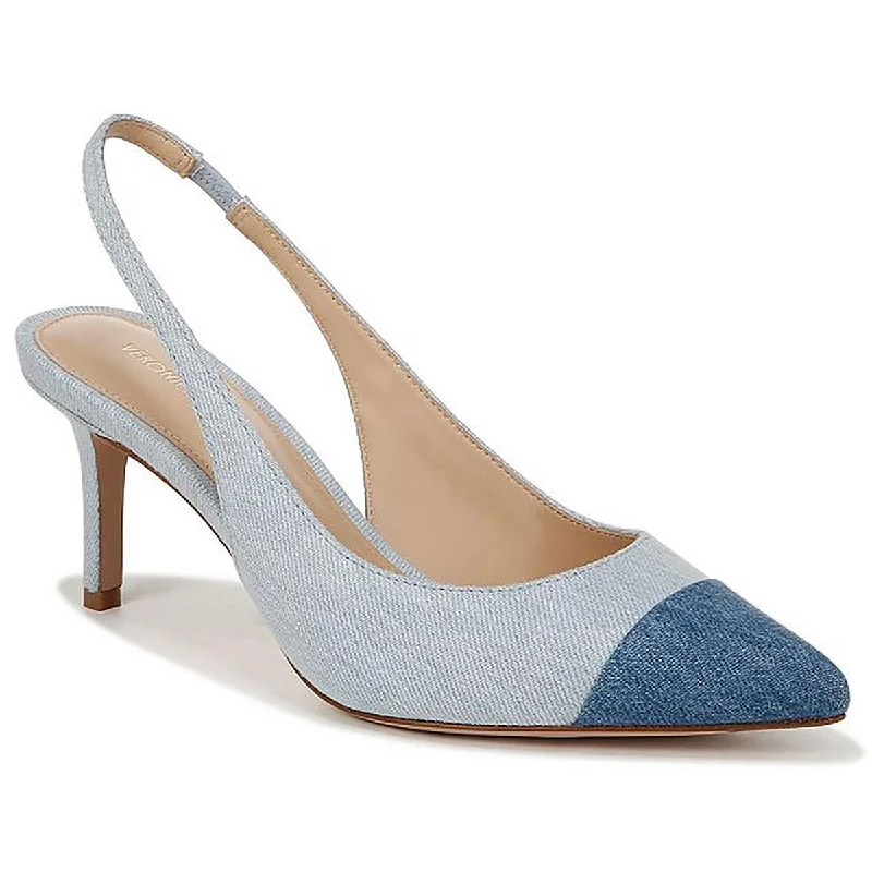 All-Day Comfort Shoes Veronica Beard Womens LILIANA Two Tone Denim Slingback Heels