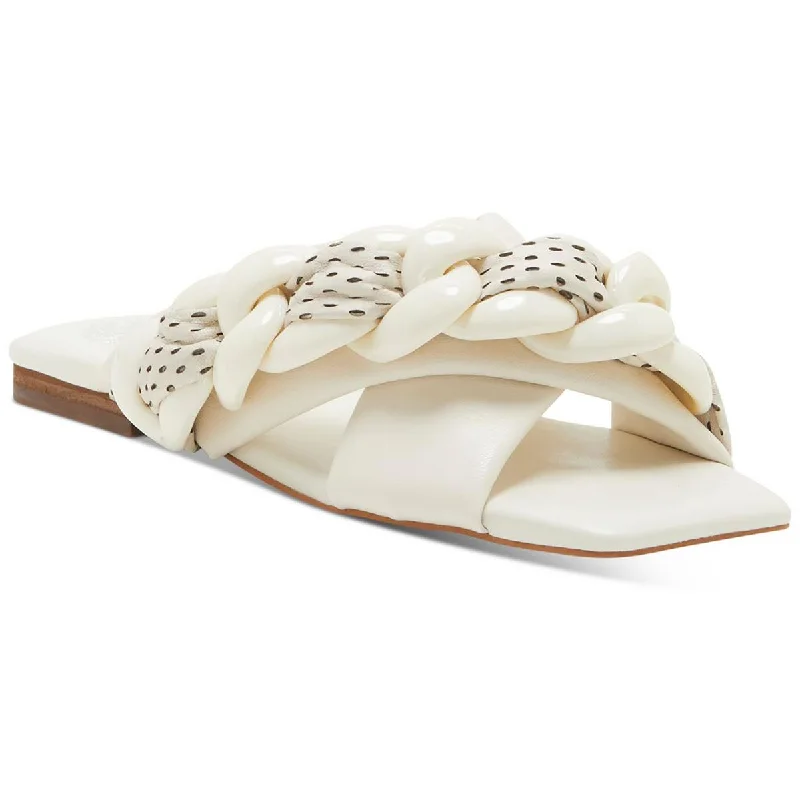 Fashion Casual Shoes Vince Camuto Womens Azori Leather Square Toe Slide Sandals