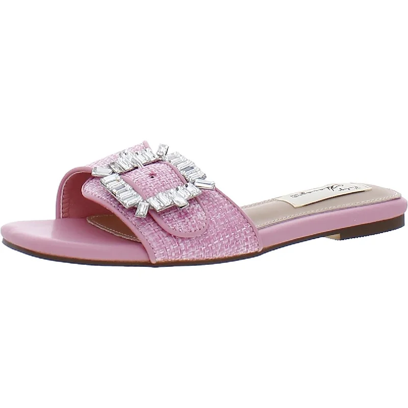 Hot Items Vintage Havana Womens Harper Faux Leather Rhinestone Slide Sandals