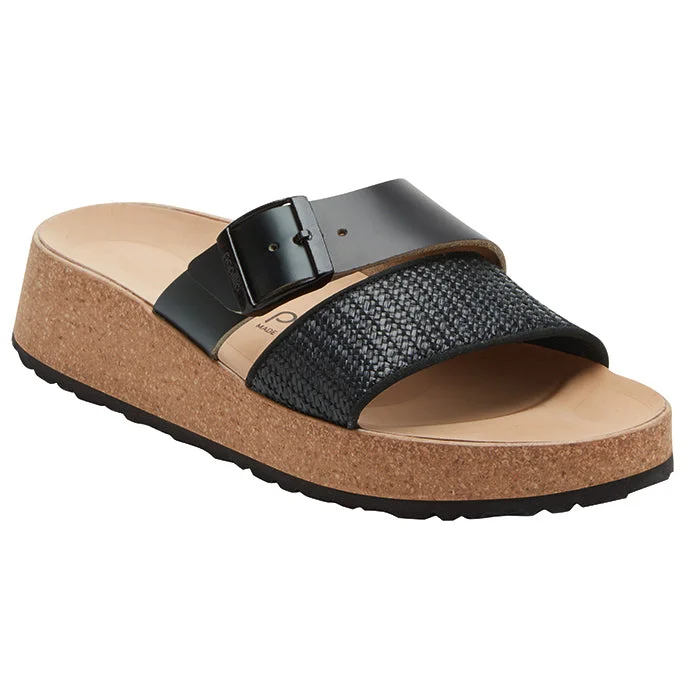 Style Revolution Womens Birkenstock Almina Raffia Narrow in Black