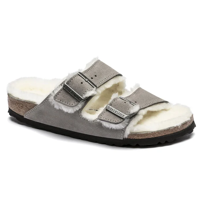 Modern Running-Style Shoes Womens Birkenstock Arizona Shearling Stone Coin