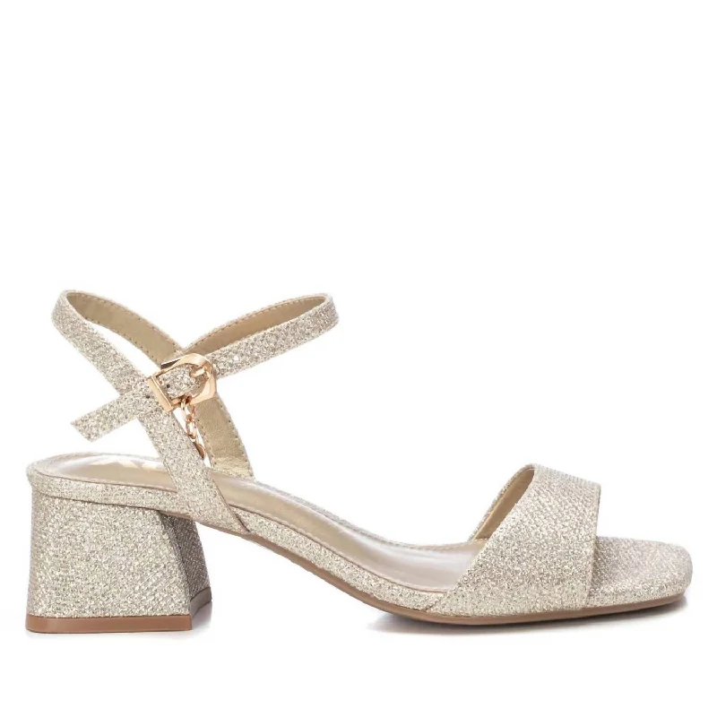 Vintage-Inspired Style Offers Women's Heeled Sandals In Gold