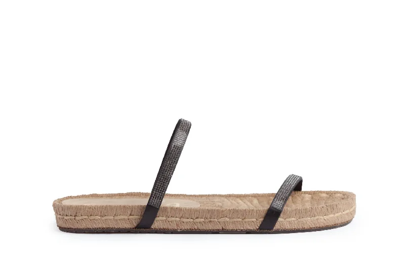 Chic & Modern Sales Women's Janna Sandal In Off Black Satin