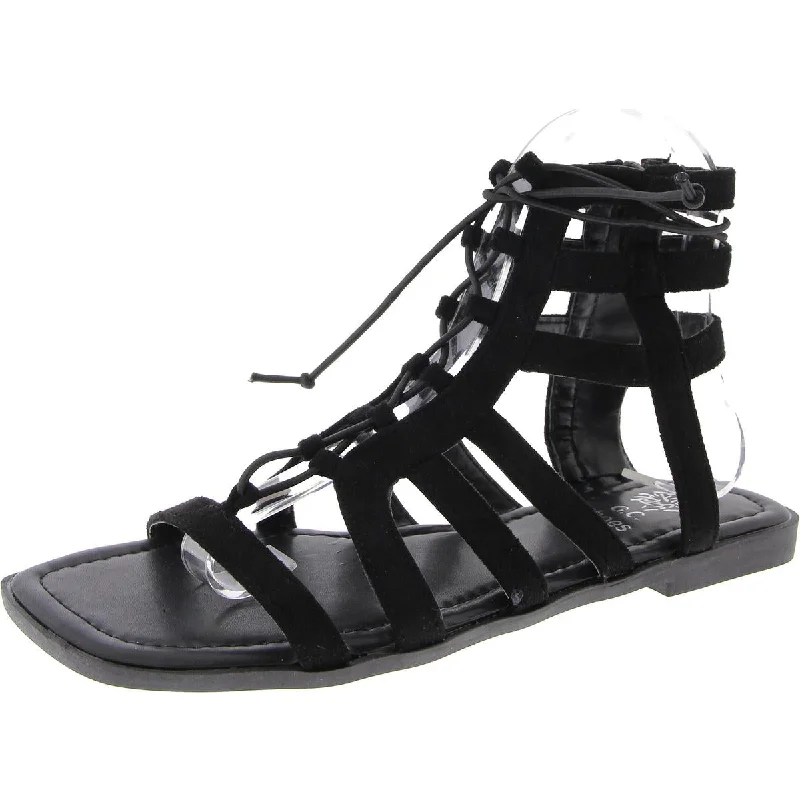 Comfortable Dress Shoes Womens Lace Up Square Toe Gladiator Sandals