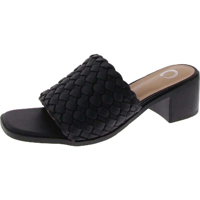 Elegant Women's Heels Womens Slip On Square Toe Mule Sandals