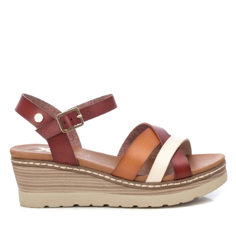 Minimalist Fashion Sale Women's Wedge Strappy Sandals In Camel