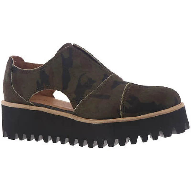 Stay Ahead In Style All Black Womens Cutout Cowman Flatform Calf Hair Laser Cut Flatform Shoes