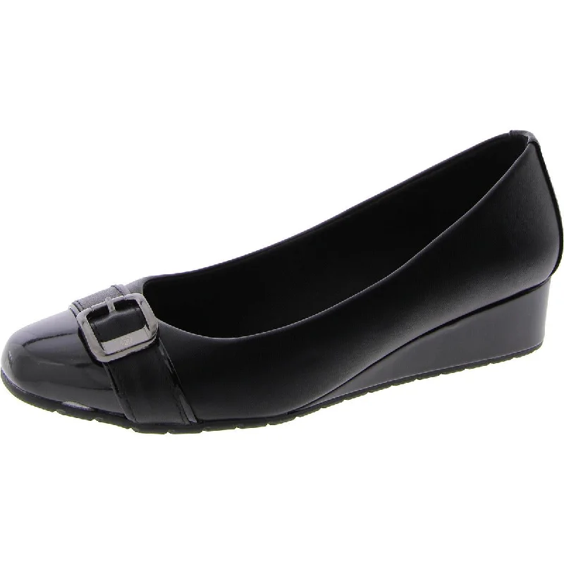 Casual Slip-Ons Promotion Anne Klein Womens MORGAN Faux Leather Round toe Wedge Heels