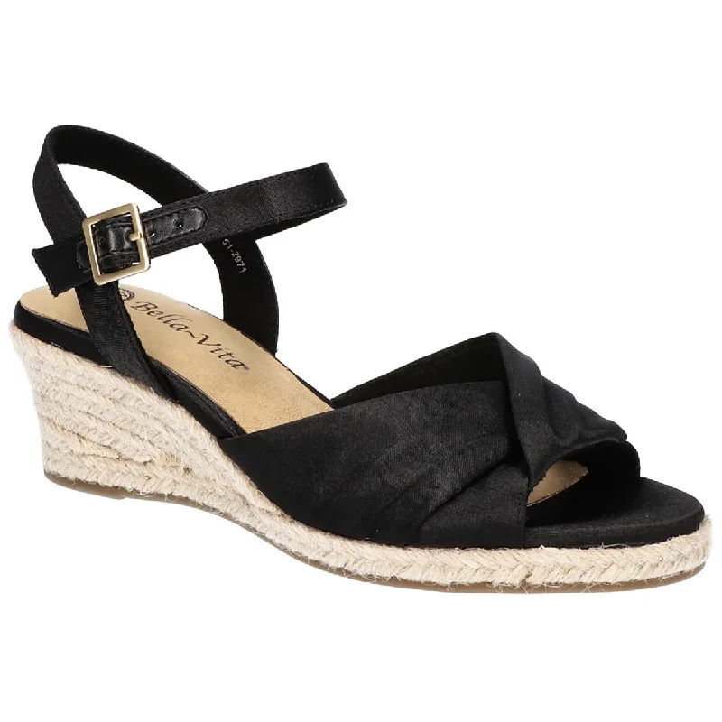 Exclusive Sale Bella Vita Womens Isabeth Faux Silk Cushioned Footbed Espadrille Heels