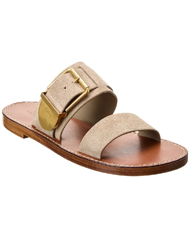 Comfortable Minimalist Shoes Chloé Rebecca Double Strap Suede Sandal