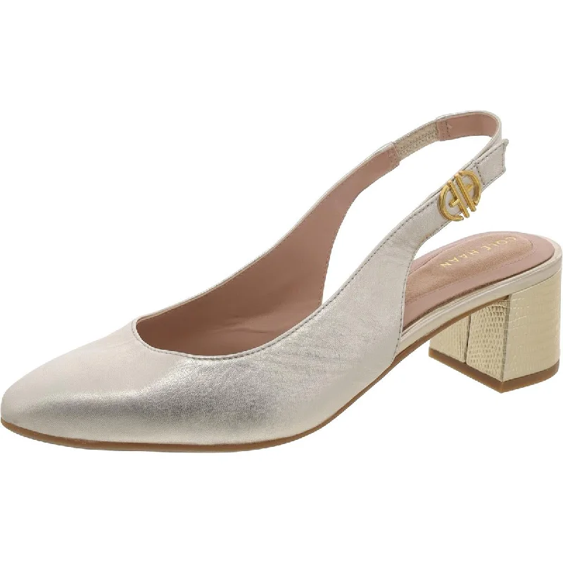 Water-Resistant Shoes Sale Cole Haan Womens Leather Metallic Slingback Heels