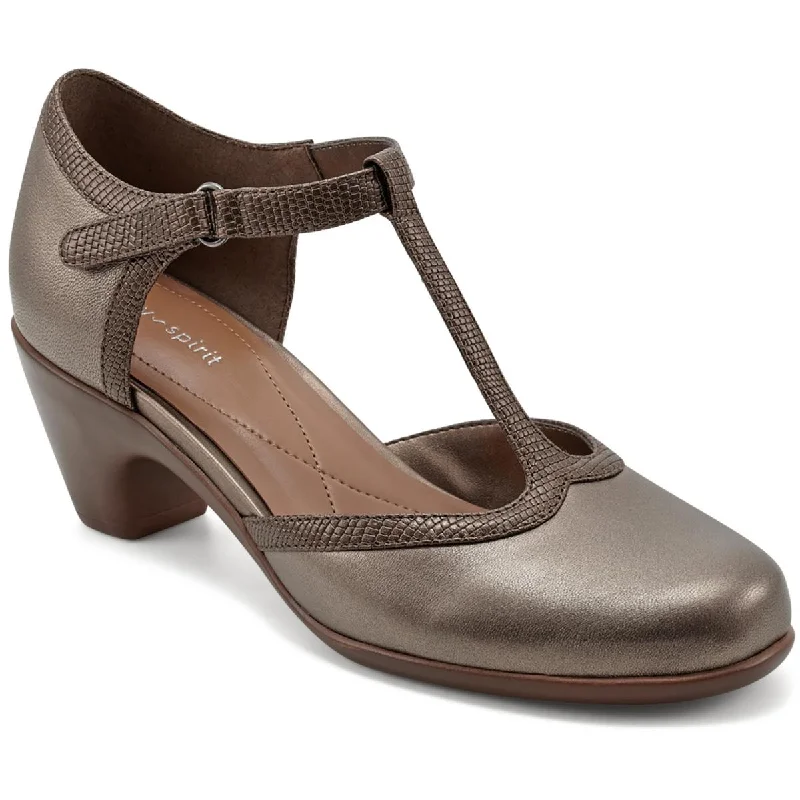 Style Upgrade Easy Spirit Womens Cara Padded Insole Slip On T-Strap Heels