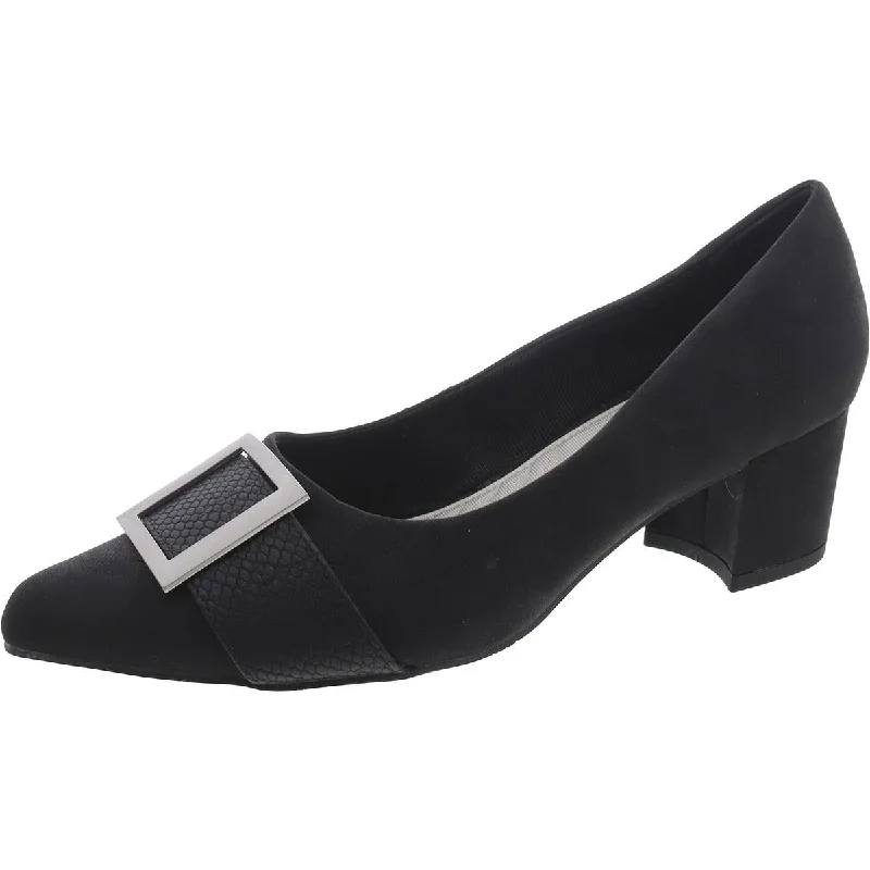 Contemporary Casual Deals Easy Street Womens CIDER Faux Leather Slip On Block Heels