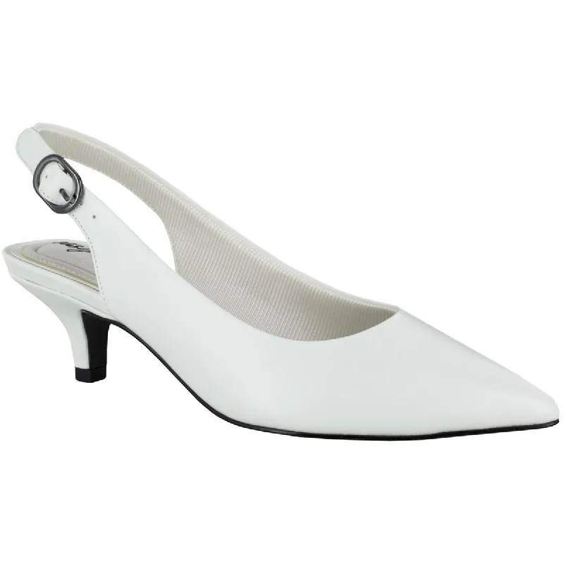 Athleisure Style Sale Easy Street Womens  Faux Leather Pointed Toe Kitten Heels