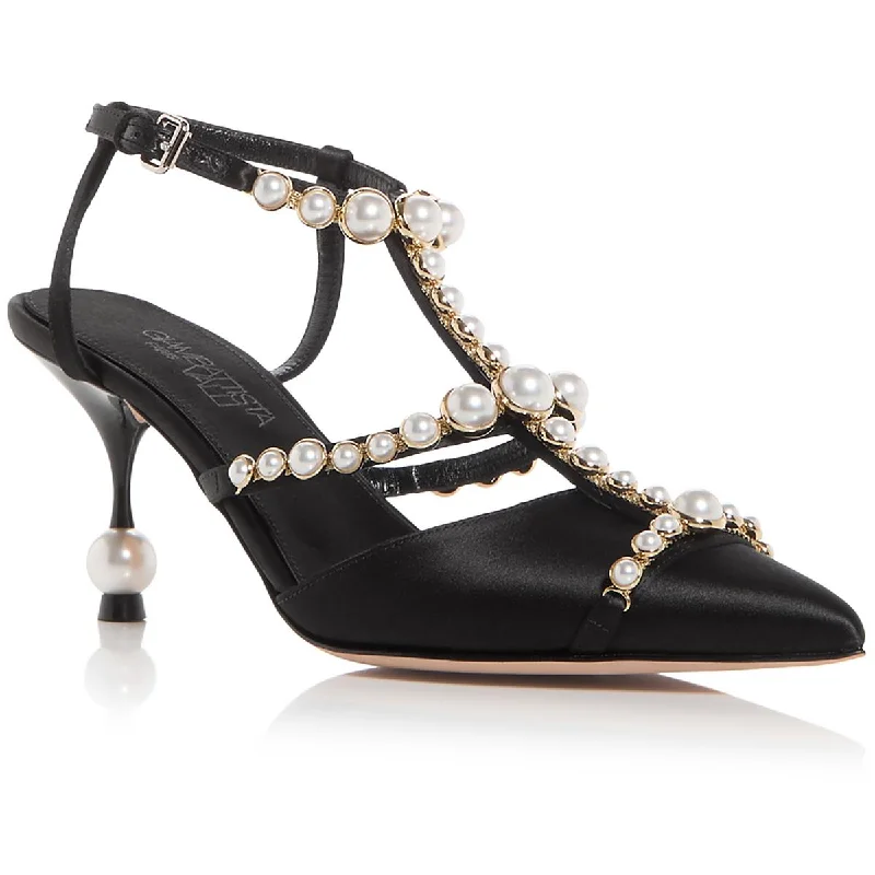 Dive Into Trendy Styles Giambattista Valli Womens Satin Pointed Toe Slingback Heels