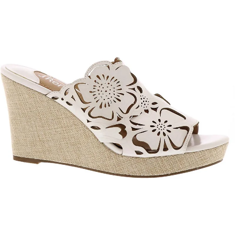 Forward Trendsetter J. Renee Womens Lashan Faux Leather Laser Cut Wedge Heels