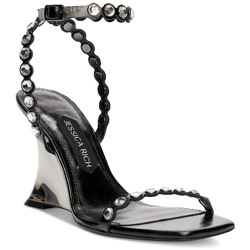Comfortable Flats Jessica Rich Womens Diamond Wedge Slip On Open Toe Slingback Heels