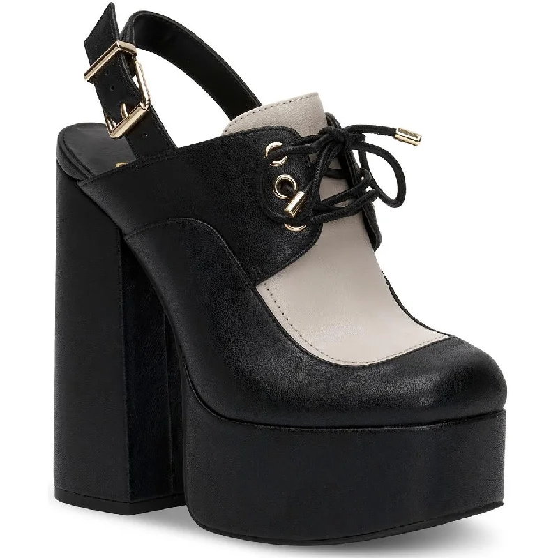 Seasonal Fashion Jessica Simpson Womens Sondos Faux leather Chunky Slingback Heels