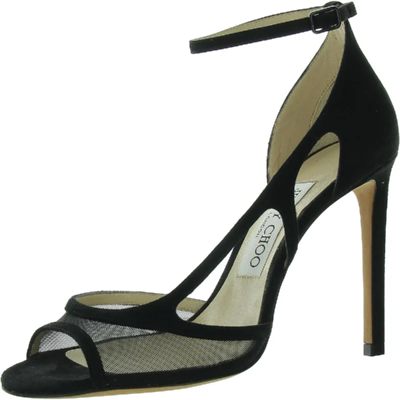 Must Haves Jimmy Choo Womens Faux Suede Peep Toe Ankle Strap