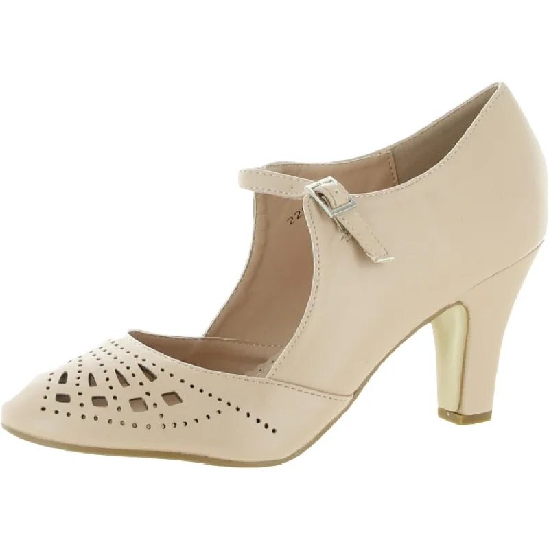 Modern Casual Shoes Journee Collection Womens Faux Leather Ankle Strap Block Heels