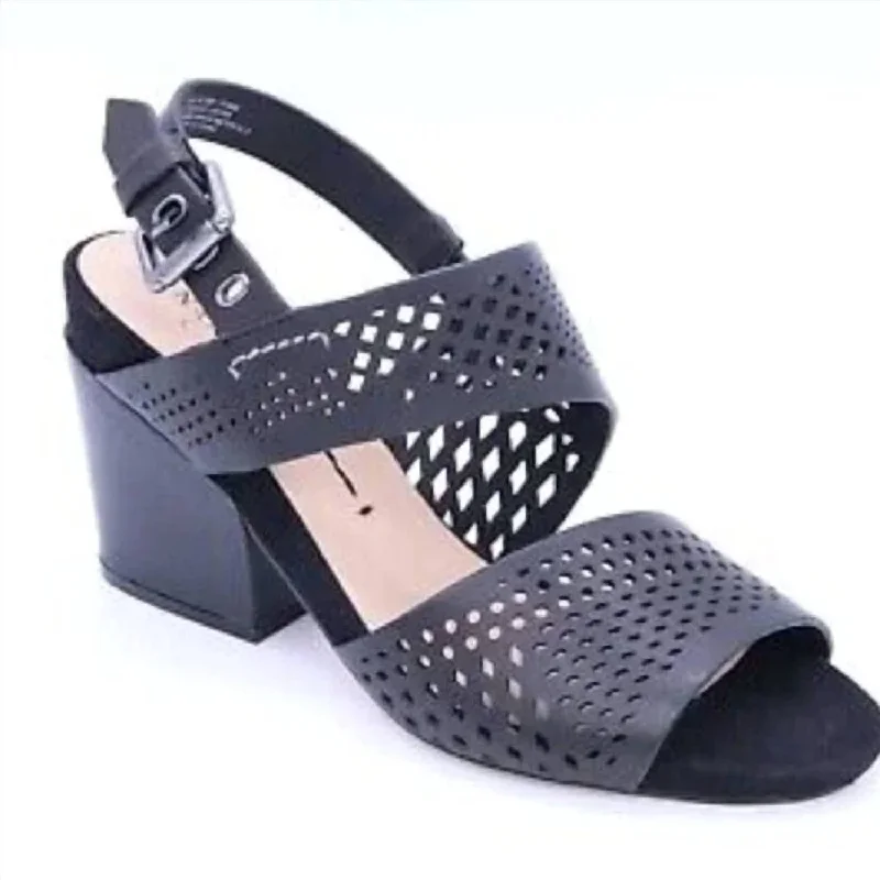 Comfort Meets Fashion Leo Perforated Heeled Sandal In Black