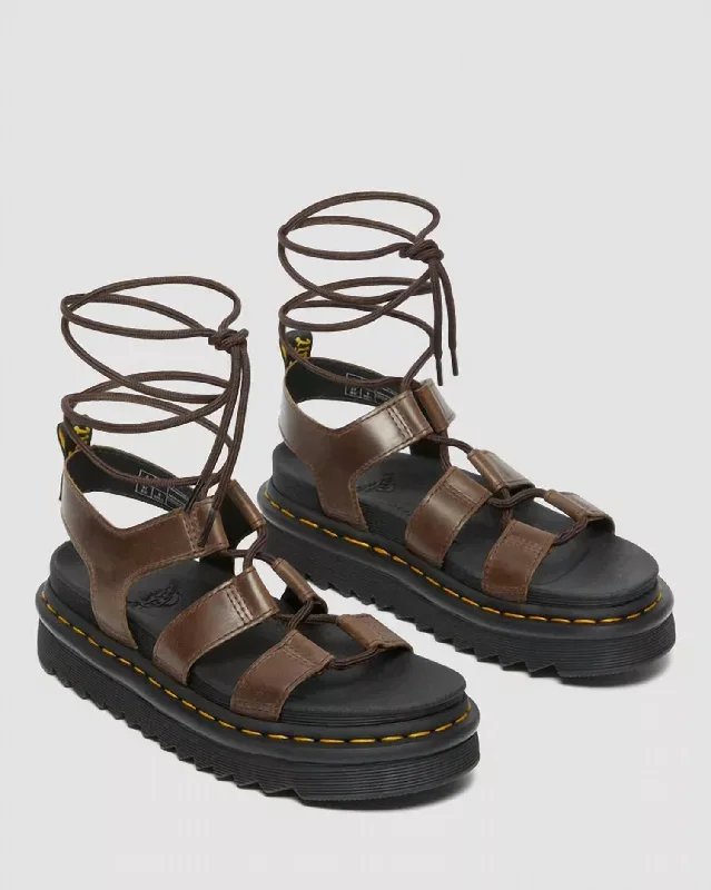 Crazy Discounts, Hurry Up Nartilla Women's Leather Gladiator Sandals In Dark Brown