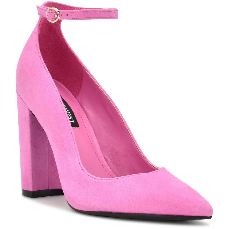 Affordable Shoe Fashion Nine West Womens Plana Suede Ankle Strap Pumps
