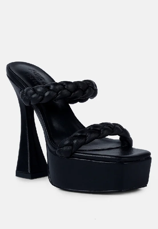 Flirty Fashion Discounts PIN-UP Black Braided High Heel Sandals