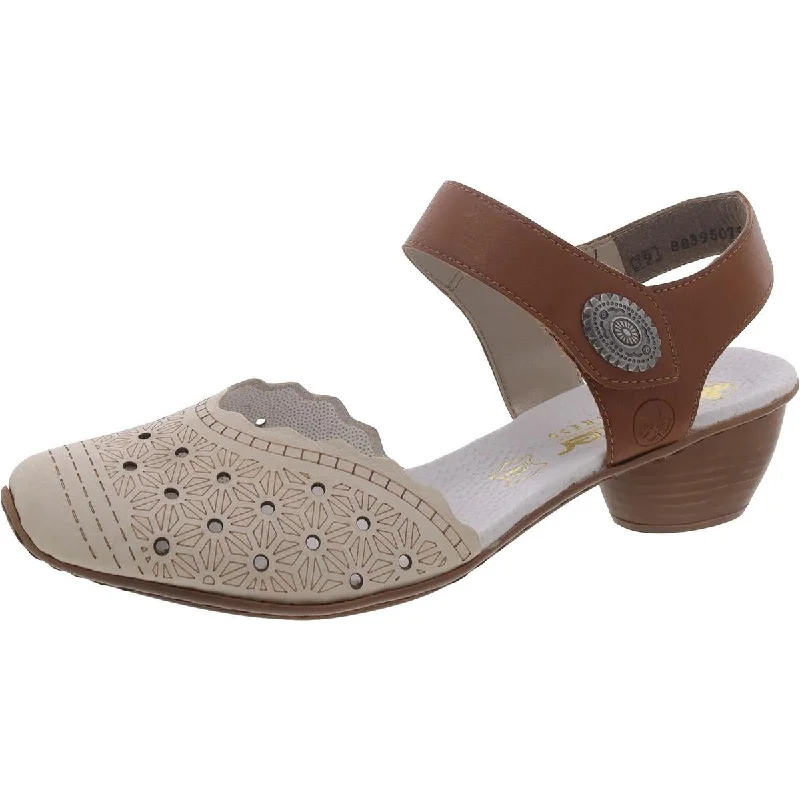Breathable Shoes Rieker Womens Faux Leather Adjustable Slingback Heels
