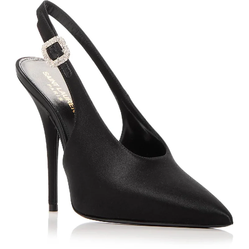 Luxury Shoes Clearance Saint Laurent Womens Pointed Toe Ankle Strap Slingback Heels