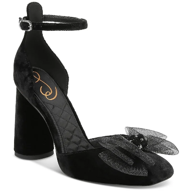 Designer Shoes Clearance Sam Edelman Womens COLTER Velvet Bow Ankle Strap