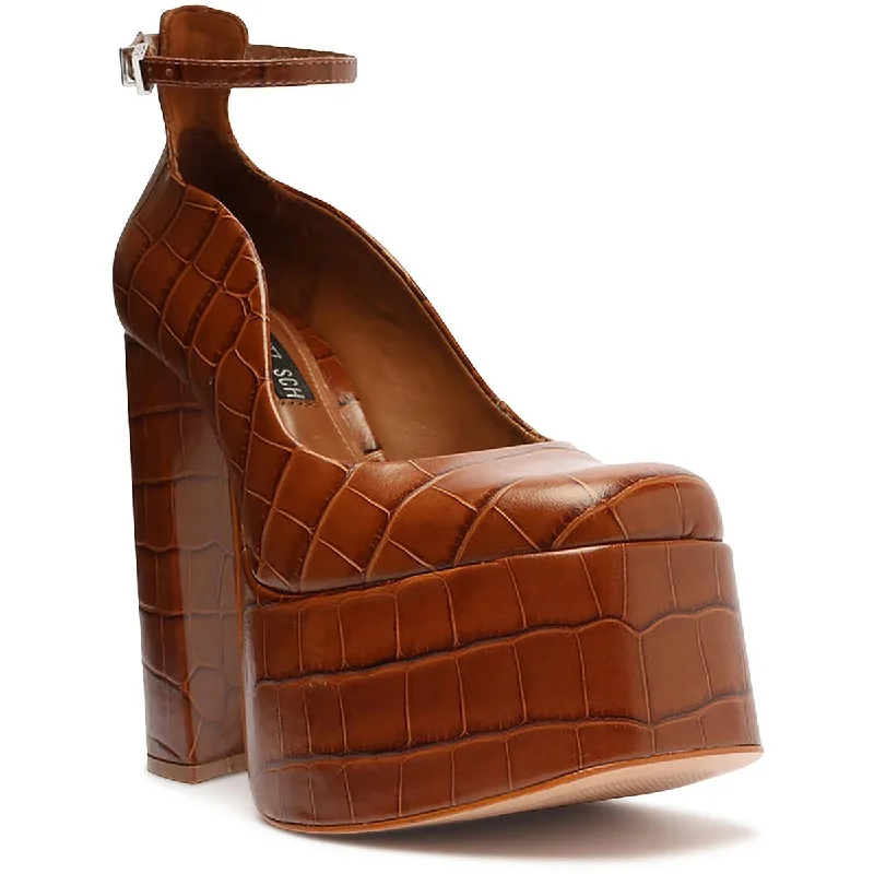 Comfortable Outdoor Shoes Schutz Womens Darlene Animal Print Platform Ankle Strap