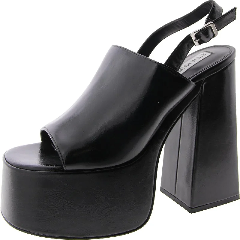 Fashionista Favorites Steve Madden Womens Gadget Faux Leather Open Toe Platform Heels