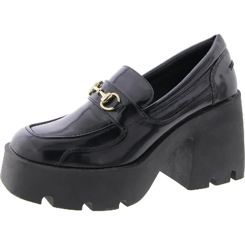 Hot Items Steve Madden Womens Penelope Patent Block Heel Loafer Heels