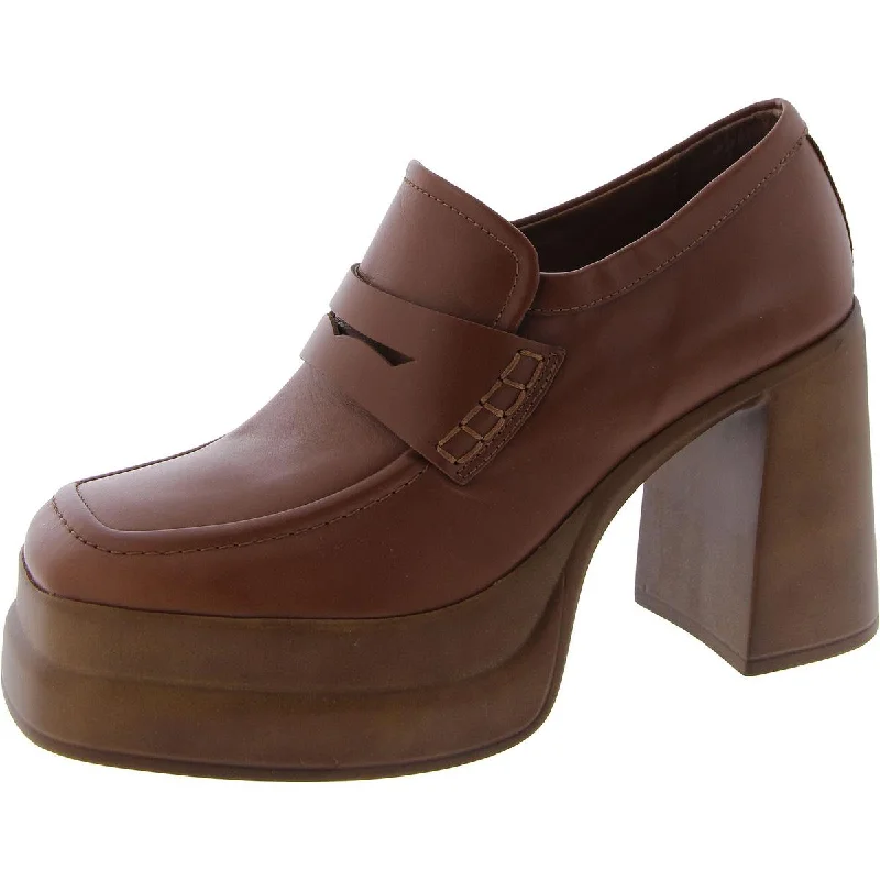 Discount Price Steve Madden Womens Perry Leather Slip-On Loafer Heels