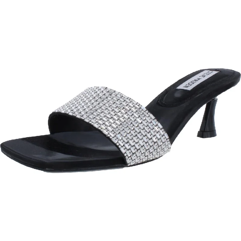 Hot Trends Steve Madden Womens Tonight Rhinestone Square Toe Kitten Heels