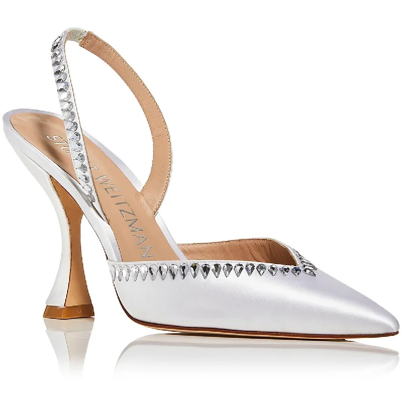 Feminine Fashion Sale Stuart Weitzman Womens GMCT Satin Embellished Slingback Heels