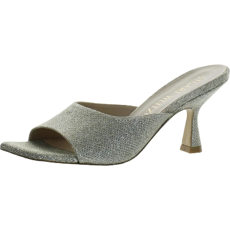 Fashion Forward Stuart Weitzman Womens Metallic Square Toe Mules