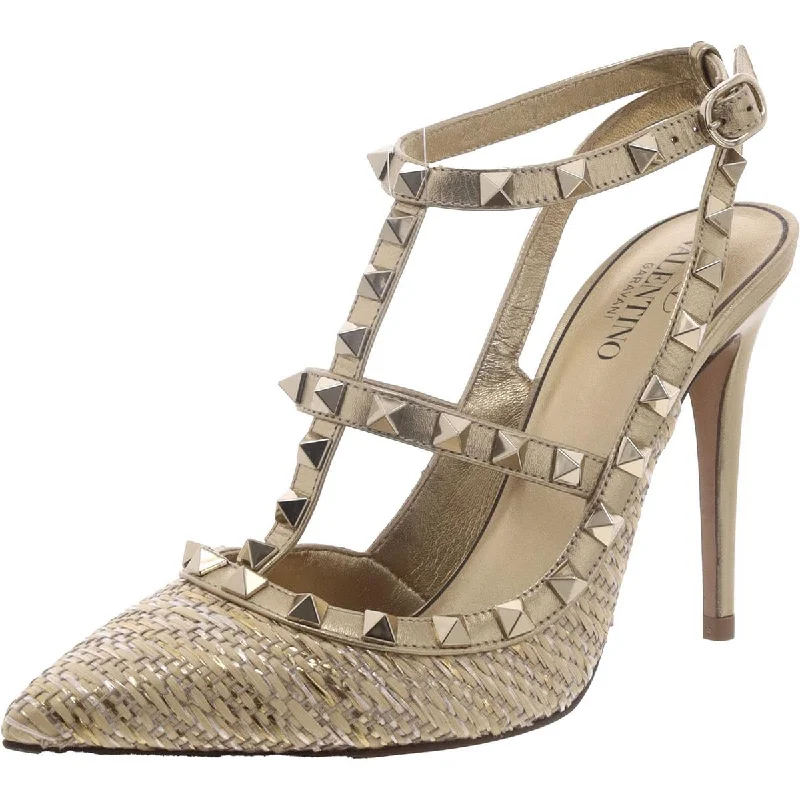 Chic Trend Collection Valentino Garavani Womens Metallic Studded Ankle Strap
