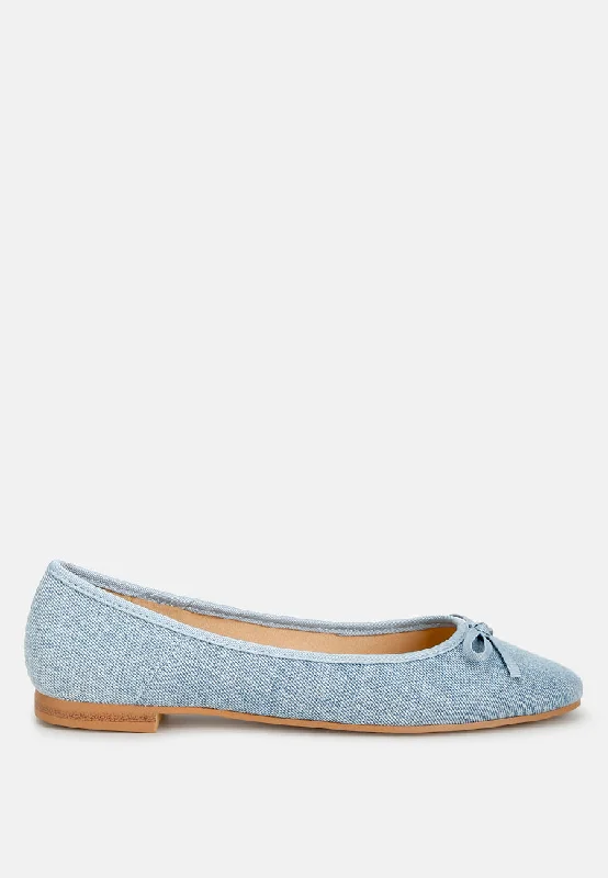 Fashionista Sale Vigilante Bow Detail Denim Ballerinas