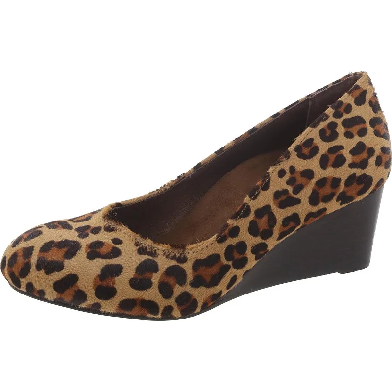 Style Redefined Vionic Womens Antonia Calf Hair Leopard Print Wedge Heels