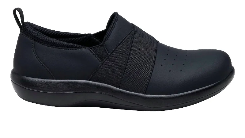 Non-Slip Shoes Woemn's Savvie Shoes In Black Smooth