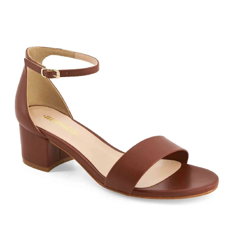 Fashionable Casual Shoes Sale Women's Ankle Strap Casual Dress Sandal In Brown